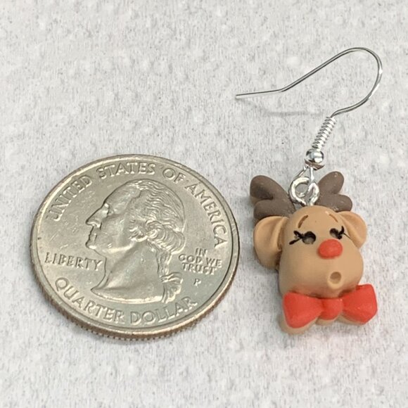 Reindeer Earring, Rudolph Earring, Gift Idea, Christmas Earring, Holiday Earring - Picture 6 of 6